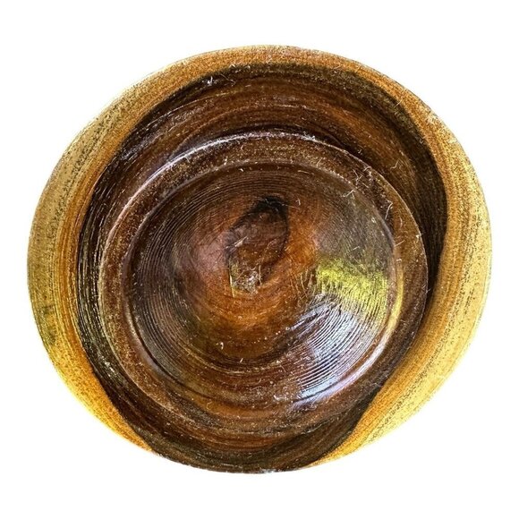 VTG Lathe Turned Wood Vase Bowl Two-Tone Lidded Container Handmade 9" X 5.2" - Picture 7 of 10